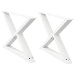 Berkfield Home Coffee Table Legs 2 pcs White 70x(42-43.3) cm Steel - thumbnail 1