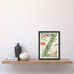 Artery8 Women's Wall Art Print Letter Z in Bright Watercolour Pretty Wildflowers Floral Word Art Framed - Size: A4 - thumbnail 4