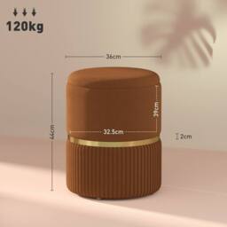 Wyld Haus Rapa Light Brown Velvet Feel Storage Ottoman with Gold Detail - thumbnail 3