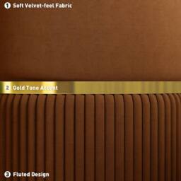 Wyld Haus Rapa Light Brown Velvet Feel Storage Ottoman with Gold Detail - thumbnail 5