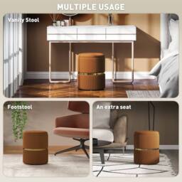 Wyld Haus Rapa Light Brown Velvet Feel Storage Ottoman with Gold Detail - thumbnail 6