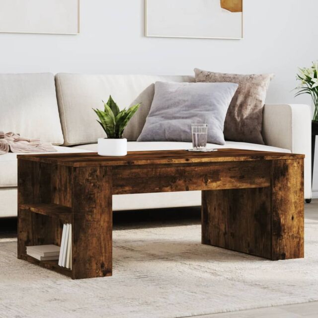 Berkfield Home Coffee Table Smoked Oak 102x55x42 cm Engineered Wood in Brown - Size: 102 x 55 x 42 cm - image 1