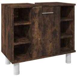 Berkfield Home 3 Piece Bathroom Cabinet Set Smoked Oak Engineered Wood in Brown - thumbnail 6