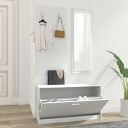 Berkfield Home 3-in-1 Shoe Cabinet Set White Engineered Wood - thumbnail 1