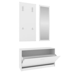 Berkfield Home 3-in-1 Shoe Cabinet Set White Engineered Wood - thumbnail 2