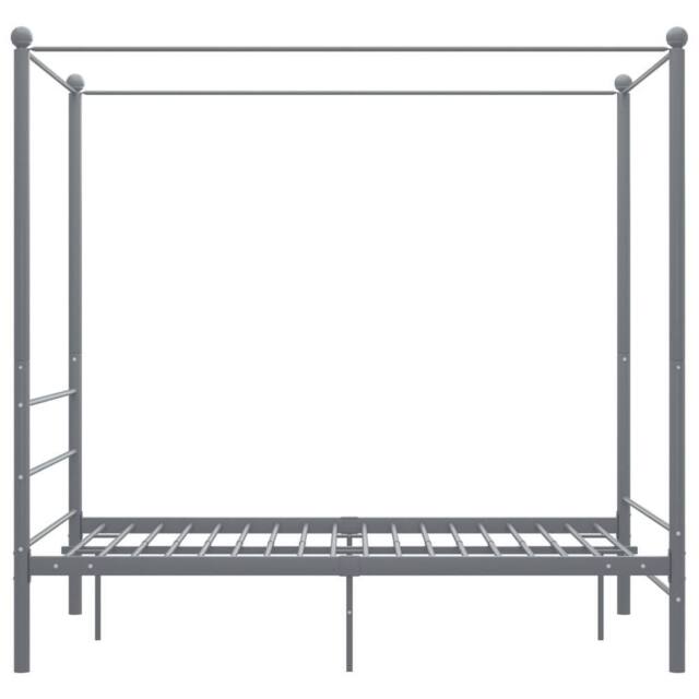 Berkfield Home Durable Canopy Bed Frame Grey Metal 140x200 cm - image 1