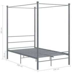 Berkfield Home Durable Canopy Bed Frame Grey Metal 140x200 cm - thumbnail 6