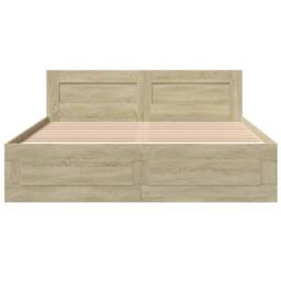 Berkfield Home Bed Frame with Headboard without Mattress Sonoma Oak 150x200 cm K in Brown - Size: King - thumbnail 5
