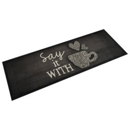 Berkfield Home Kitchen Rug Washable Cup Black 60x180 cm Velvet
