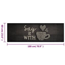Berkfield Home Kitchen Rug Washable Cup Black 60x180 cm Velvet - thumbnail 5