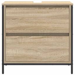 Berkfield Home Bathroom Basin Cabinet with Drawers Sonoma Oak 60x34.5x60 cm in Brown - thumbnail 6