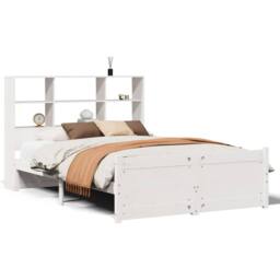 Berkfield Home Decorative Bookcase Bed without Mattress White 160x200cm Solid Wo - Size: 160x200 cm - thumbnail 3