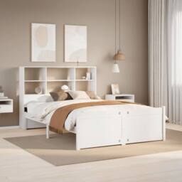Berkfield Home Decorative Bookcase Bed without Mattress White 160x200cm Solid Wo - Size: 160x200 cm - thumbnail 2