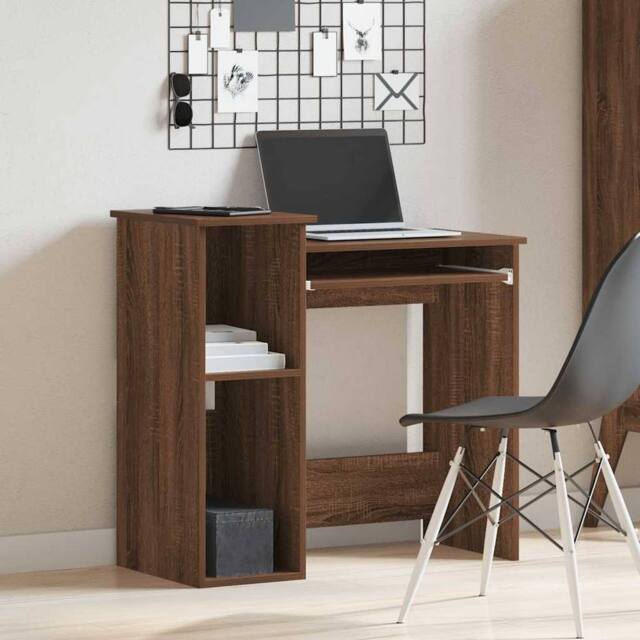 Berkfield Home Decorative Desk with Shelves Brown Oak 84x40x78 cm Engineered Wood - Size: 84 x 40 x 78 cm - image 1