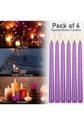 Deco Express Set of 6 Taper Candles in Purple - thumbnail 6