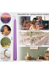 Deco Express Set of 6 Taper Candles in Purple - thumbnail 2