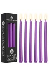Deco Express Set of 6 Taper Candles in Purple
