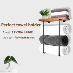 Kelvenix Towel Rack for Bathroom Wall Mounted in Brown - thumbnail 5
