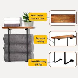 Kelvenix Towel Rack for Bathroom Wall Mounted in Brown - thumbnail 4