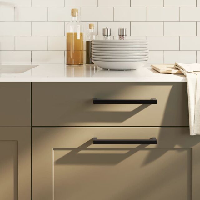 Berkfield Home Cabinet Handles 10 pcs Black 192 mm Stainless Steel - image 1