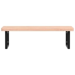 Berkfield Home Basin Shelf Wall Mounted Steel & Solid Wood Beech in Brown - thumbnail 4