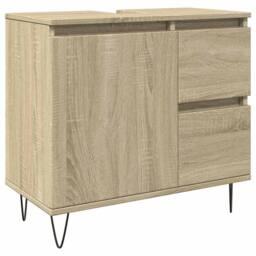 Berkfield Home Bathroom Cabinet Sonoma Oak 65x33x60 cm Engineered Wood in Light Oak - Size: 65 x 33 x 60 cm - thumbnail 1