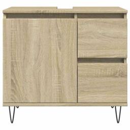 Berkfield Home Bathroom Cabinet Sonoma Oak 65x33x60 cm Engineered Wood in Light Oak - Size: 65 x 33 x 60 cm - thumbnail 3