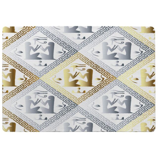 Benjamin Tate Design Egyptian Hieroglyphs In Gold & Silver Rug in Natural - Size: Large - image 1