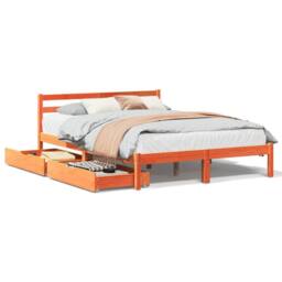 Berkfield Home Bed Frame without Mattress Wax Brown 120x190 cm Small Double Solid Wood Pine - thumbnail 2