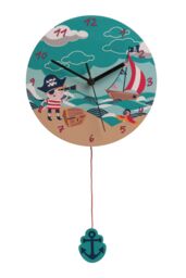 Orsina Pirate Wall Clock, Fun & Functional Kids Wall Clock, Mid-century Wall Clock, Modern Living Room Wall Clock in Blue - thumbnail 1