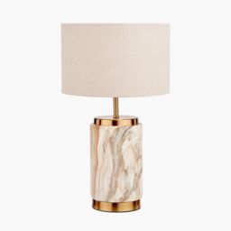 Ruma Set of 2 Carrara Natural Stone Effect Ceramic Table Lamp in Brown - thumbnail 3