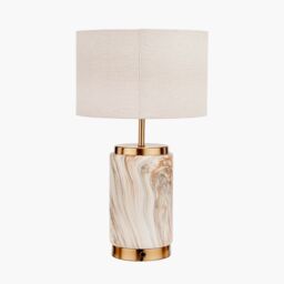 Ruma Set of 2 Carrara Natural Stone Effect Ceramic Table Lamp in Brown - thumbnail 4