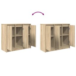 Berkfield Home Sideboard Sonoma Oak 85x34x76 cm Engineered Wood in Brown - Size: 85 x 34 x 76 cm - thumbnail 9