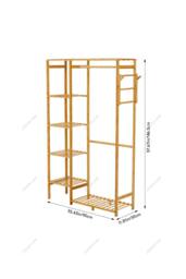 Wooden Garment Rack with Hanging Hooks in Brown - thumbnail 6