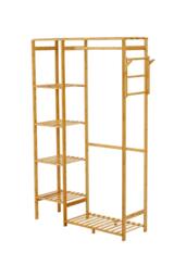 Wooden Garment Rack with Hanging Hooks in Brown - thumbnail 4