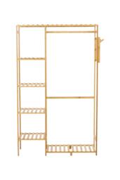 Wooden Garment Rack with Hanging Hooks in Brown - thumbnail 3