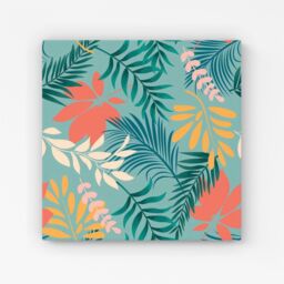 Warren Reed - Designer Abstract Bright Colorful Tropical Leaves Canvas in Blue - Size: w10 inch x h10 inch - thumbnail 1