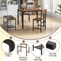 Costway 4-Piece Dining Table Set Space-Saving Kitchen Table & Bench in Brown - thumbnail 7
