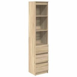 Berkfield Home Highboard Sonoma Oak 37.5x35x180 cm Engineered Wood in Light Tan - thumbnail 2