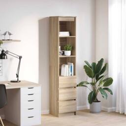 Berkfield Home Highboard Sonoma Oak 37.5x35x180 cm Engineered Wood in Light Tan