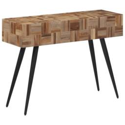 Berkfield Home Console Table 110x34x80 cm Solid Reclaimed Teak - Size: 110 x 34 x 80 cm - thumbnail 2