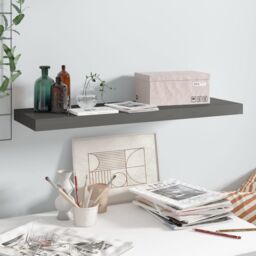 Berkfield Home Floating Wall Shelf High Gloss Grey 80x23.5x3.8 cm MDF