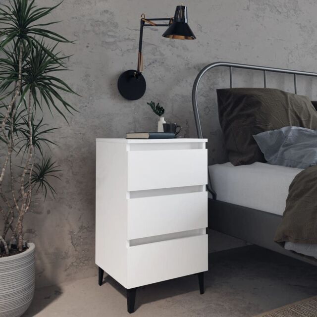 Berkfield Home Bed Cabinet with Metal Legs White 40x35x69 cm - Size: 40 x 35 x 69 cm - image 1