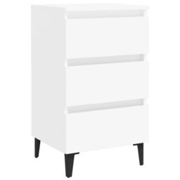 Berkfield Home Bed Cabinet with Metal Legs White 40x35x69 cm - Size: 40 x 35 x 69 cm - thumbnail 2