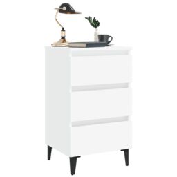 Berkfield Home Bed Cabinet with Metal Legs White 40x35x69 cm - Size: 40 x 35 x 69 cm - thumbnail 3