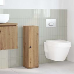 Berkfield Home Bathroom Cabinet with Roll Holder Artisan Oak 20.5x22x72 cm in Brown - thumbnail 3