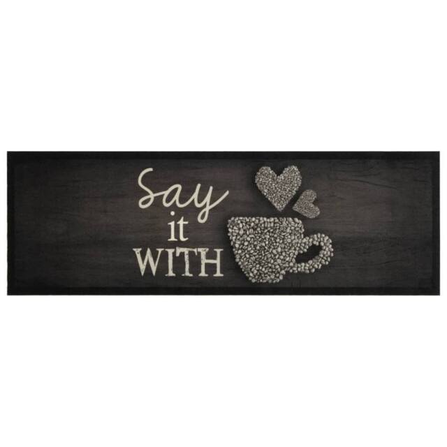 Berkfield Home Kitchen Rug Washable Cup Black 60x180 cm Velvet - image 1