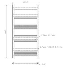 NESTLUNE Anthracite Flat Straight Heated Towel Rail in Grey - Size: 180 cm width x 180 cm drop - thumbnail 2