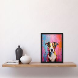 "Artery8 Wall Art Print Jack Russell Dog Lover Gift Pet Portrait Baby Blue Pink Orange Artwork Painting Art Framed - Size: W12"" x H16""" - thumbnail 4