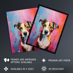 "Artery8 Wall Art Print Jack Russell Dog Lover Gift Pet Portrait Baby Blue Pink Orange Artwork Painting Art Framed - Size: W12"" x H16""" - thumbnail 2